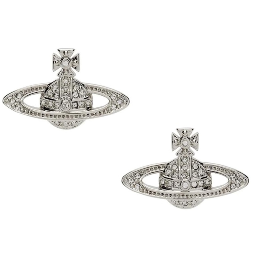 NEW Rhinestone Orb Silver Stud Earrings